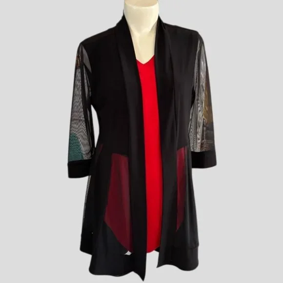 Joseph Ribkoff Black Mesh Cover Up - Picture 4 of 15